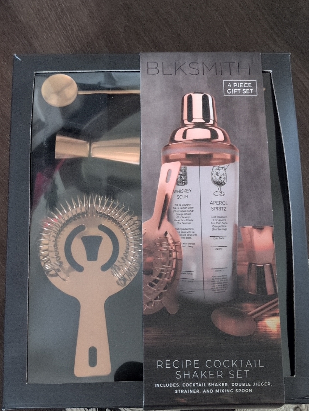 BLKSMITH Rose Gold 4-Piece Cocktail Shaker Set